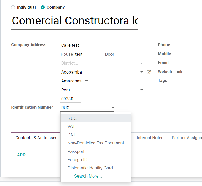 Tip de identificare a partenerului