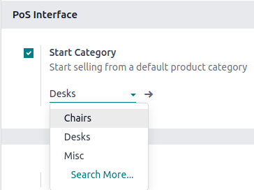 Setting to set up the start category feature