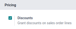 Click the checkbox labeled Discounts to activate Discounts.