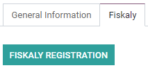 ปุ่มสำหรับจดทะเบียนบริษัทผ่าน fiskaly ใน Odoo