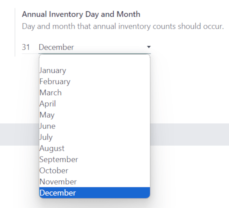 Frequency field in inventory app settings.