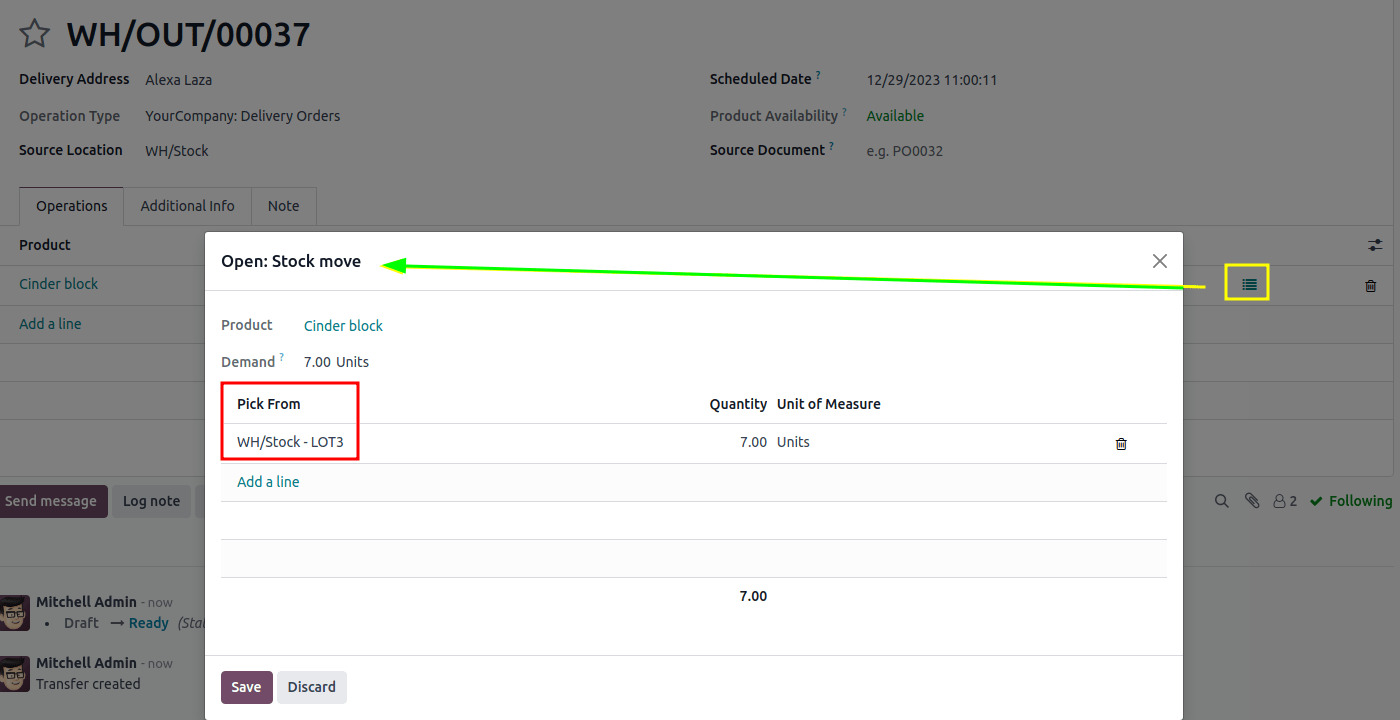 详细操作显示哪些批次被选中进行拣货。