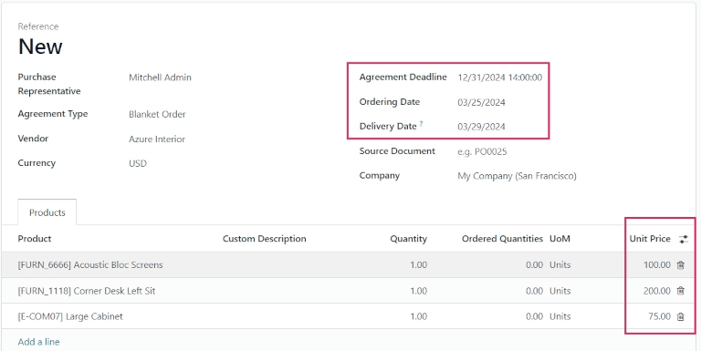 新增产品的一揽子订单采购协议。