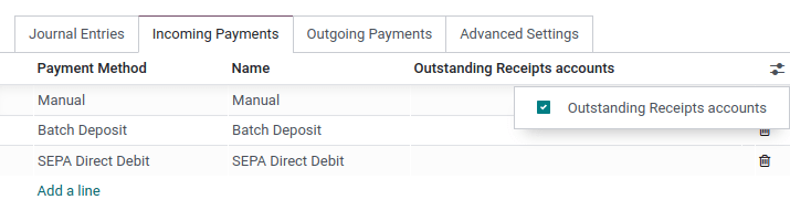 Select the toggle button and click on outstanding Accounts