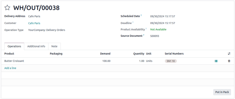 Select value for Serial Number field on receipt.