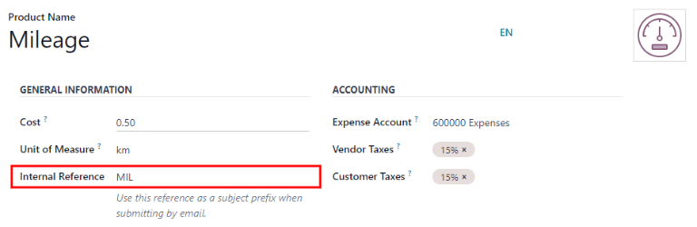 Internal reference numbers are listed in the main Expense Products view.