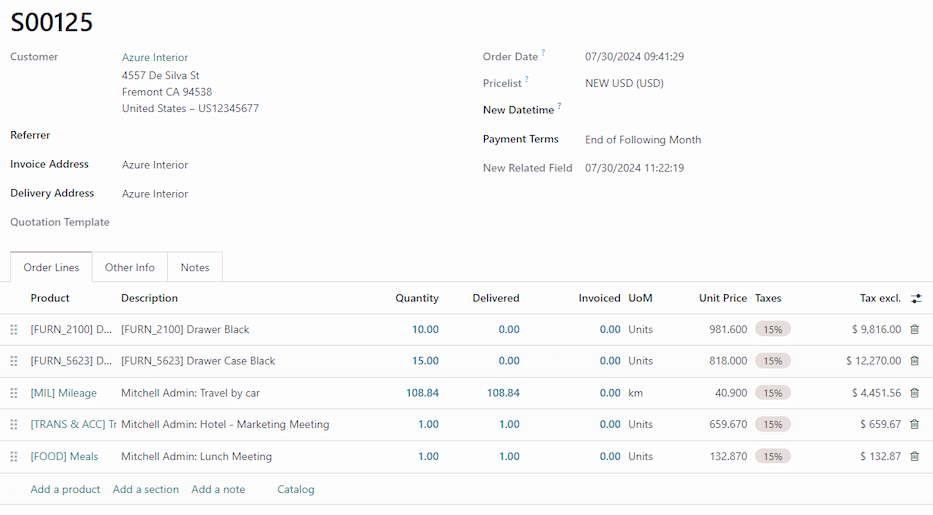 See the expenses listed on the sales order after clicking into it.