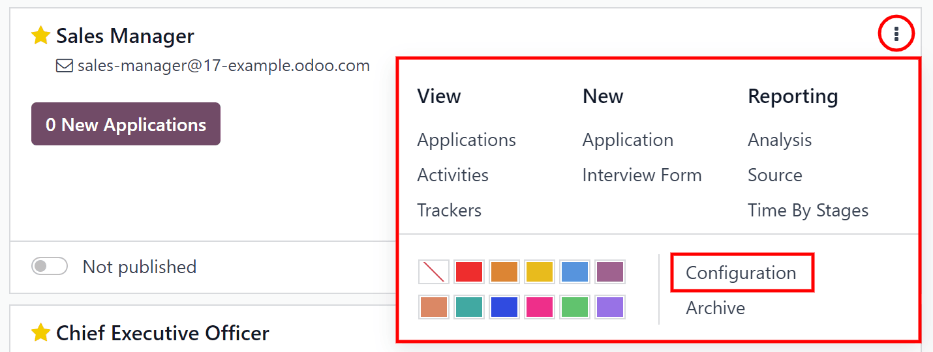 Edit the job position card.