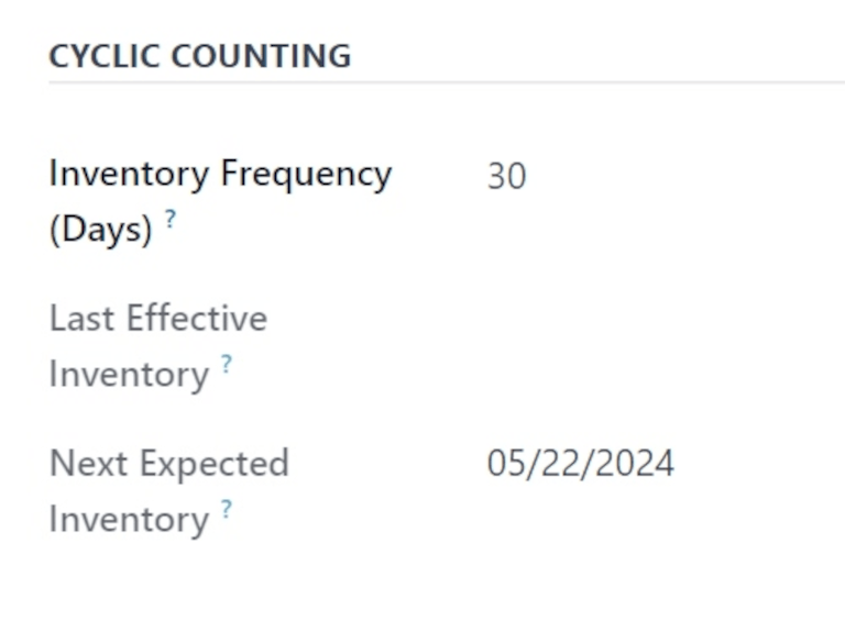 Cyclic Counting section of new location creation form.