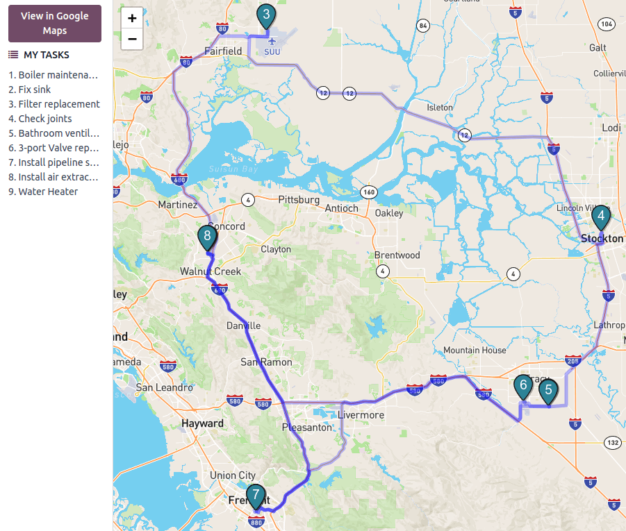 Task model's Map view