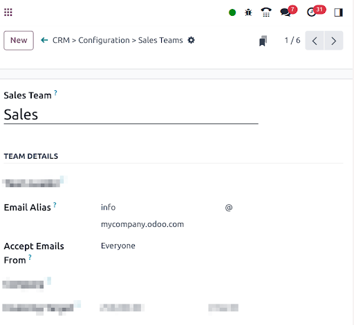 The local-part "info" is used for the alias of the sales team.