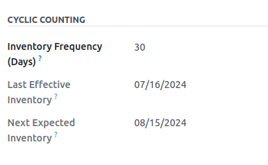 Show Cyclic Count section of the locations form.