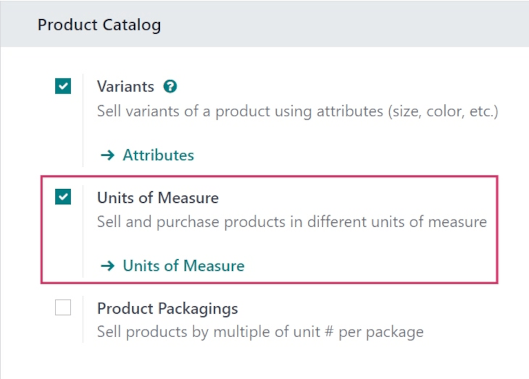 Aktivierung der Maßeinheitenoption in Odoo Verkauf aktivieren