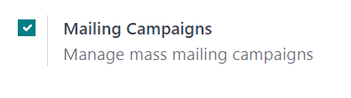 Ansicht der Einstellung der für Kampagnenfunktion in der E-Mail-Marketing-App in Odoo.