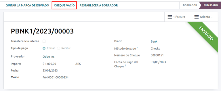 Botón "Anular cheque" para cancelar cheques propios