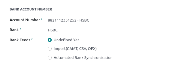 Configuración del diario de la cuenta bancaria.