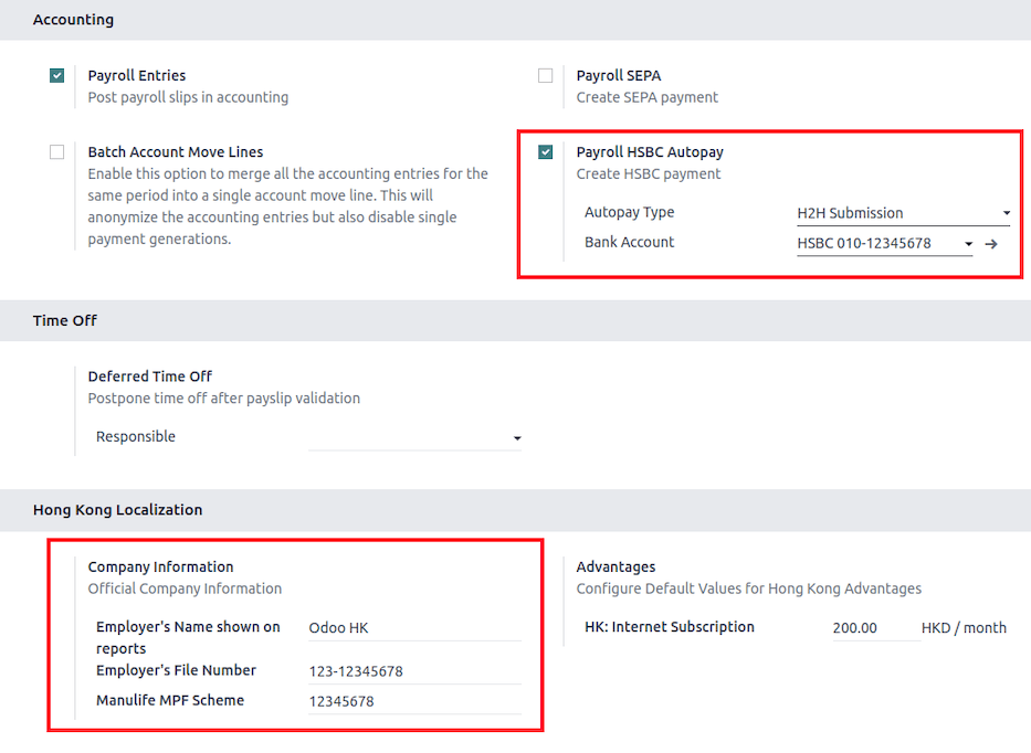 Ajustes de nómina para Hong Kong.