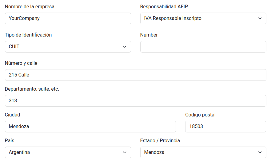 Campos fiscales necesarios para la facturación electrónica.