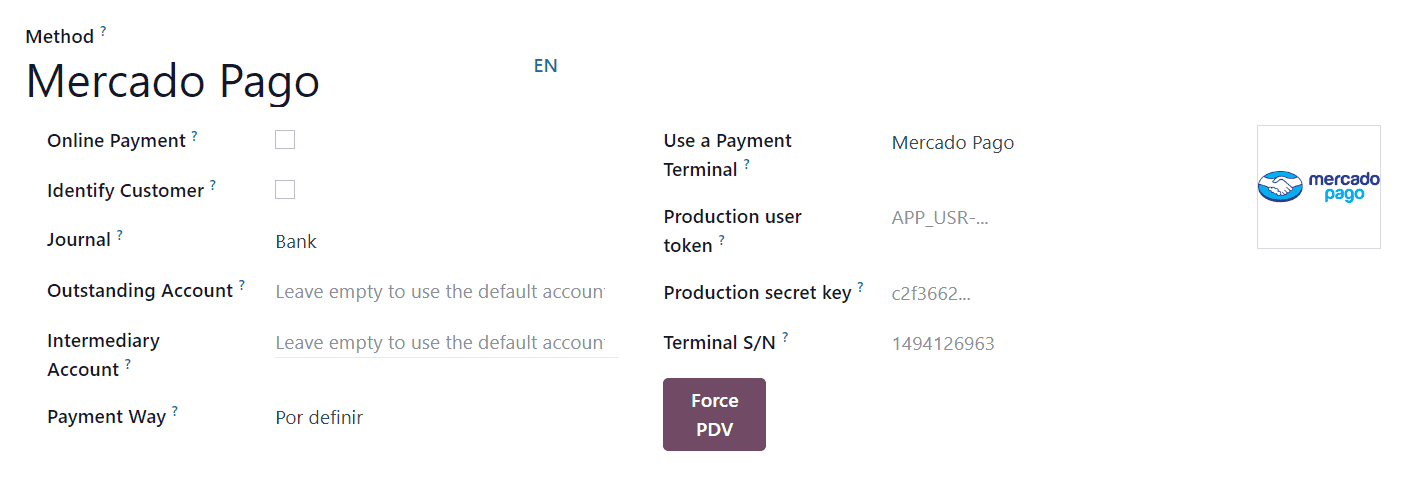 Formulario para crear un nuevo método de pago.