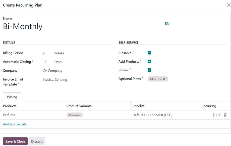 Formulario emergente de periodo de tiempo personalizado en Ventas.