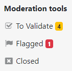 Barre latérale des outils de modération du forum