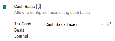 Sélectionnez votre journal basé sur la comptabilité de trésorerie et cliquez sur le lien externe