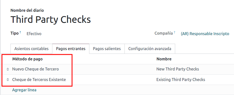 Modes de paiement automatiquement créés.