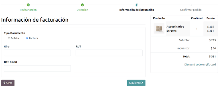 Fiscal fields required for an Invoice to be requested.