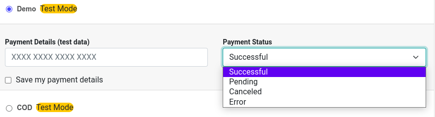 Résultats de paiement.