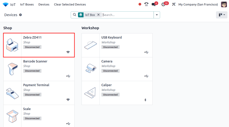 Show a list of IoT devices.