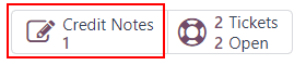 Vue des boutons intelligents sur un ticket surlignant le bouton des avoirs.