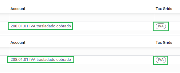 Odooで利用可能な税勘定科目。