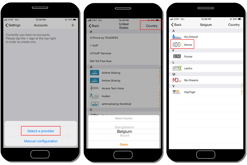 Zoiper account setup, choosing the provider.