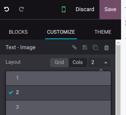 Ajustar o número de imagens por linha na visualização de dispositivos móveis.