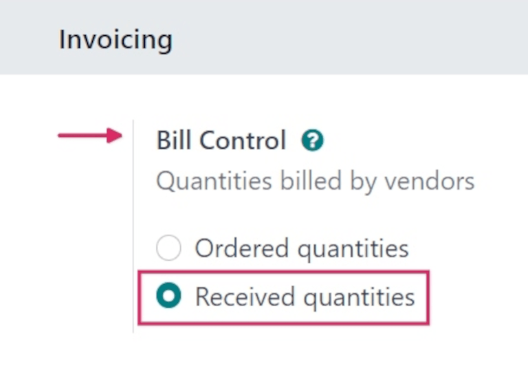 Política de controle de faturas selecionada nas configurações do aplicativo Compras.