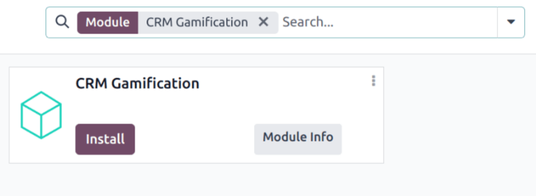 Visualização do módulo de gamificação sendo instalado no Odoo.