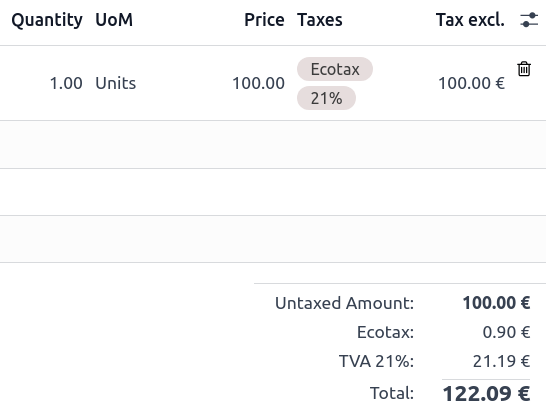 Ecotaxa este luată în baza taxei de 21% TVA