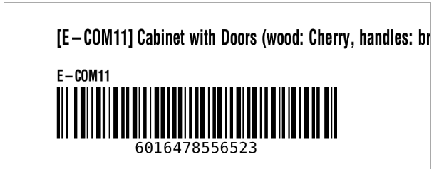 Example barcode label with the product name cut off.