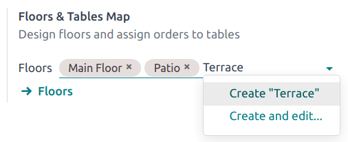 setare pentru a crea etaje din setările POS