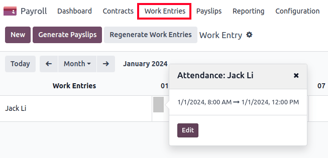 Hong Kong Attendance Work Entry.