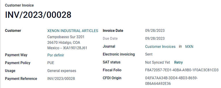 Old invoice with CFDI Origin.