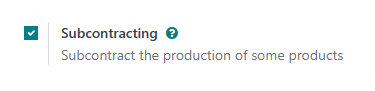 The Subcontracting setting in the manufacturing app.