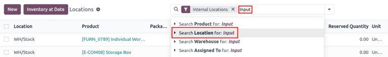 Show search result for the location.