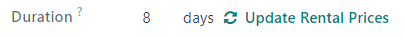 The update rental prices option that appears in the Odoo Rental application.