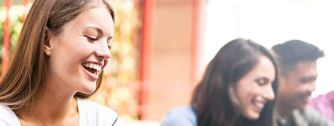 Group of students having a conversation