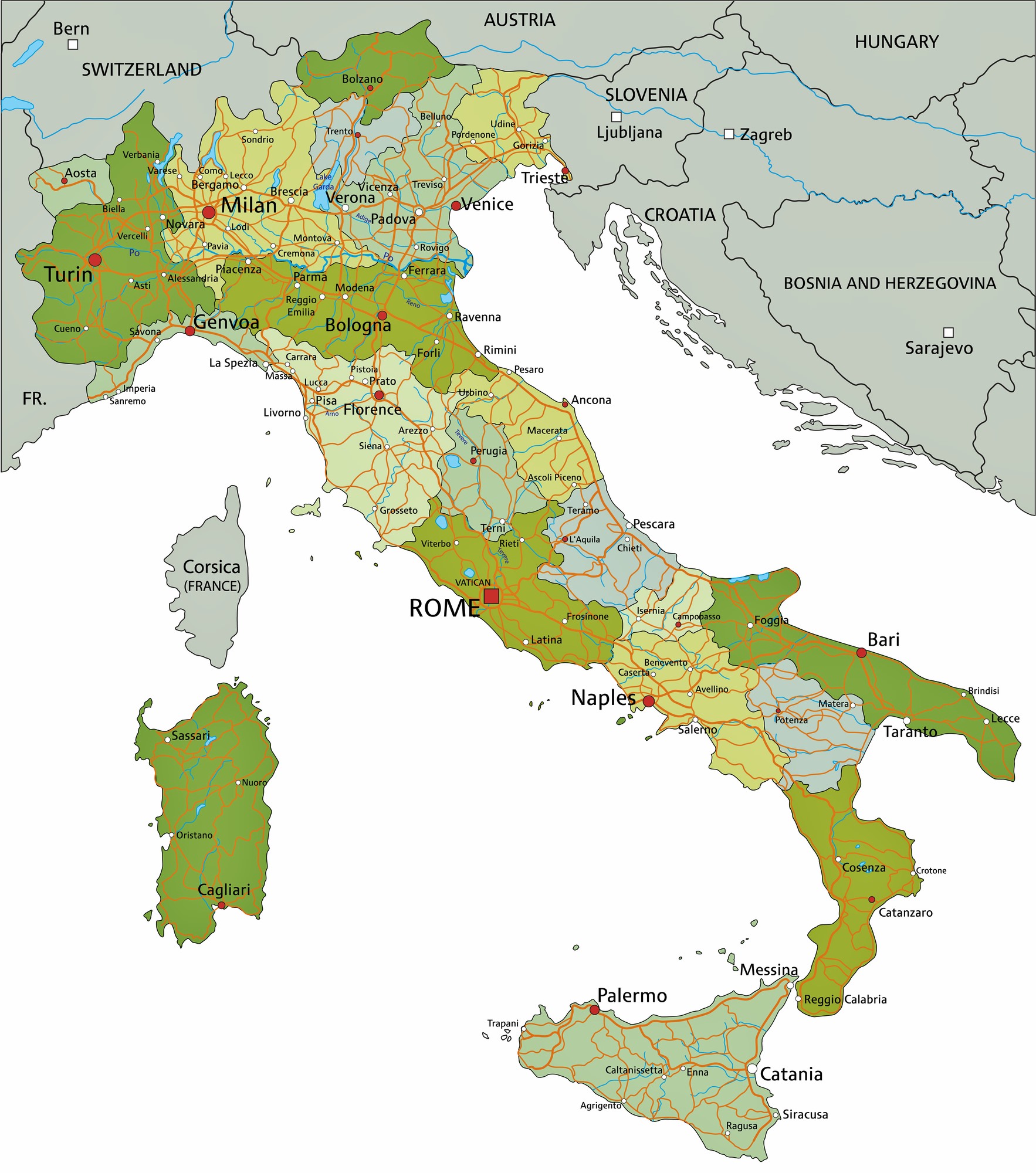 Sintético 97+ Foto Mapa De Italia Con Nombres De Ciudades Mirada Tensa