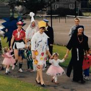 The motley crew on their fundraising walk in Florence Park, Cowley, in 1988