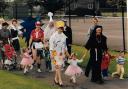 The motley crew on their fundraising walk in Florence Park, Cowley, in 1988