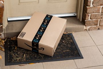 Amazon Prime box on a doorstep.