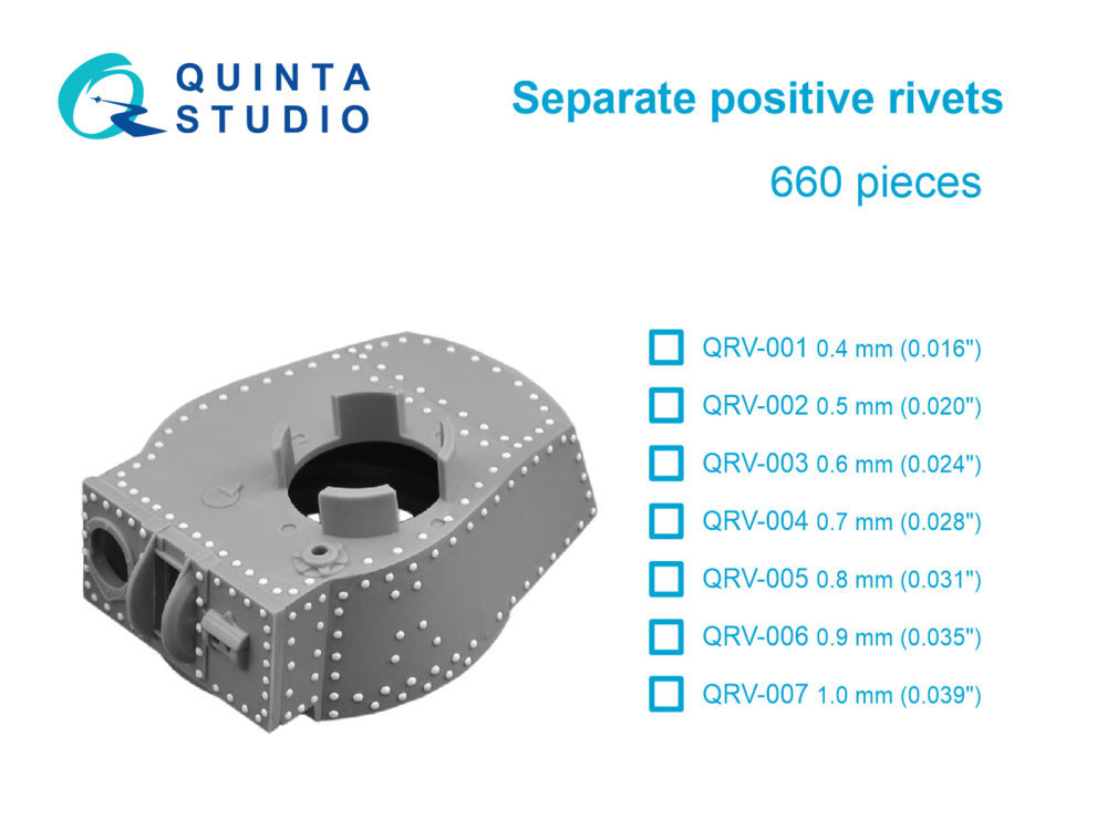 Separate positive rivets, 0.7mm (0.028